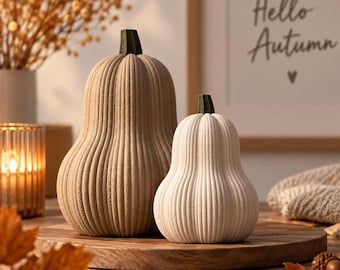 Japandi Butternut Kürbis 3D Druck - moderne Herbst- & Halloween-Dekoration | Minimalistische Skandi Kürbisdeko
