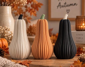 Japandi Flaschenhals Kürbis 3D Druck - moderne Herbst- & Halloween-Dekoration | Minimalistische Skandi Kürbisdeko