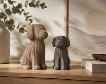Japandi Hundefigur 3D Druck - Minimalistische Hunde Skulptur | Moderne Skandi Deko | Boho Nordic Home Decor