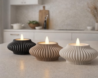 Moderner LED Teelicht-Kerzenhalter – Skandinavisches Design – Deko für Wohnzimmer, Tischdeko, Geschenkidee