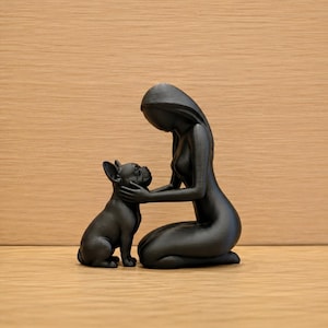 Hund & Mensch Skulptur - 3D Druck | Minimalistische Deko | Geschenk für Hundeliebhaber | Skandi-Boho Nordic Decor image 3