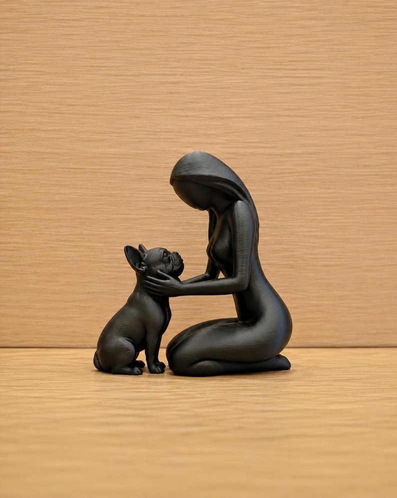 Hund & Mensch Skulptur - 3D Druck | Minimalistische Deko | Geschenk für Hundeliebhaber | Skandi-Boho Nordic Decor image 3