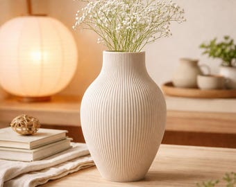 Jarrón inspirado en Japón moderno Tayo – Minimalistische Wohnzimmer Deko, Spiralvase im Japanischen Stil - Geschenk Idee