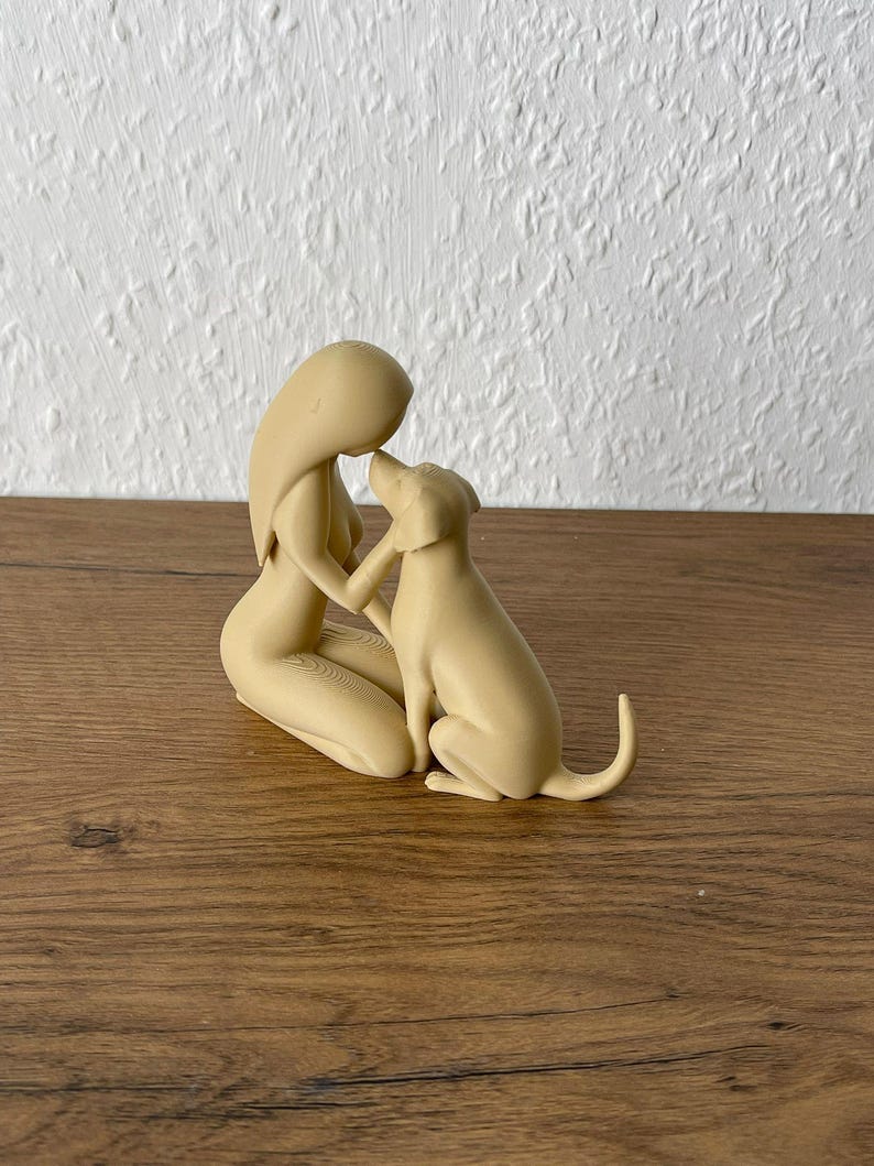 Hund & Mensch Skulptur - 3D Druck | Minimalistische Deko | Geschenk für Hundeliebhaber | Skandi-Boho Nordic Decor image 9