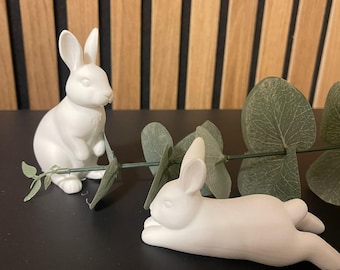 Hasen 3D Druck Deko Set – Hase liegend & sitzend – Moderne Oster- und Frühlingsdeko – Geschenkidee