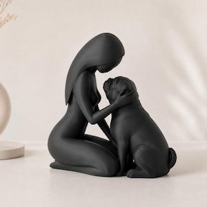 Hund & Mensch Skulptur - 3D Druck | Minimalistische Deko | Geschenk für Hundeliebhaber | Skandi-Boho Nordic Decor image 2