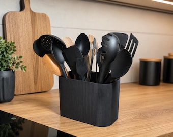 Japandi Küchenutensilienhalter 3D Druck - Moderner Kochlöffelhalter | Besteckhalter | Minimalistischer Küchen Organizer
