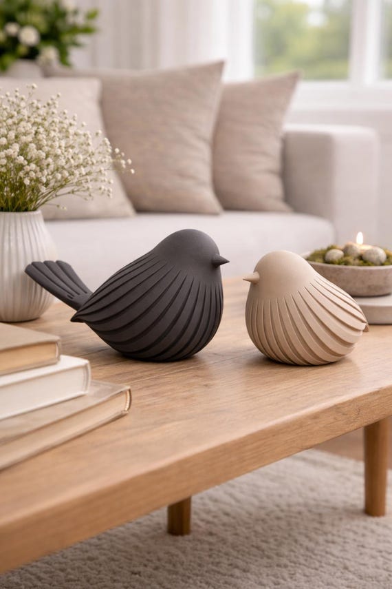 Japandi Vogel Deko 3D Druck | Minimalistische Skandi Deko | Moderne Vogel-Figur | Boho Nordic Home Decor