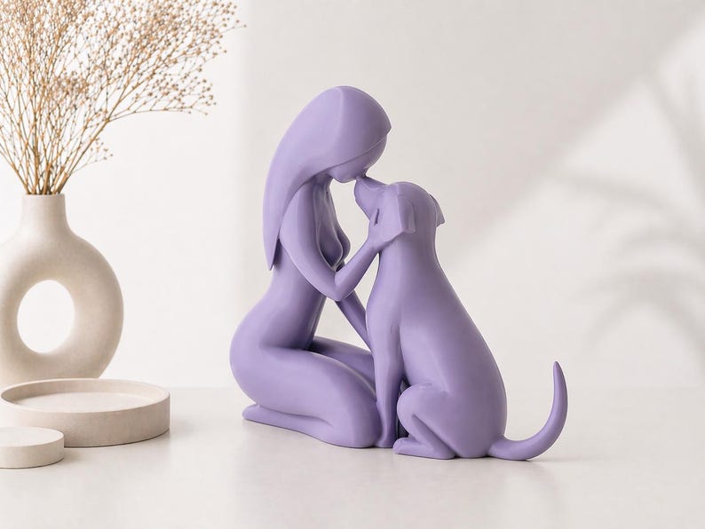 Hund & Mensch Skulptur - 3D Druck | Minimalistische Deko | Geschenk für Hundeliebhaber | Skandi-Boho Nordic Decor image 17