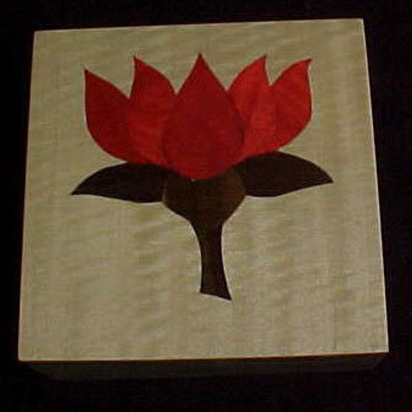 Jewelry Flower keepsake trinket  Austrian Maple inlay marquetry veneer Lotus