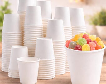 White Paper Cups 8 oz 300 Pack – Disposable Coffee Cups, Hot Beverage Cups, Eco Friendly Party Cups, Bulk Wedding & Tea Party Cups