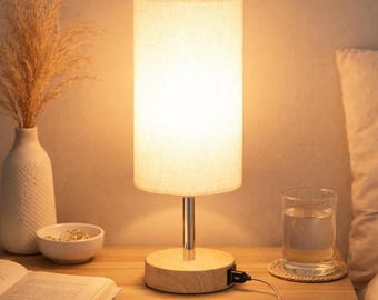 Minimalist Bedside Lamp with USB Port, Touch Control Nightstand Light, Cozy Bedroom Decor, Warm Light Table Lamp