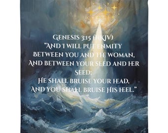 創世記3章15節のシャワーカーテン｜「彼はあなたの頭を砕くだろう」聖句入りシャワーカーテン｜キリスト教信仰のインスピレーション