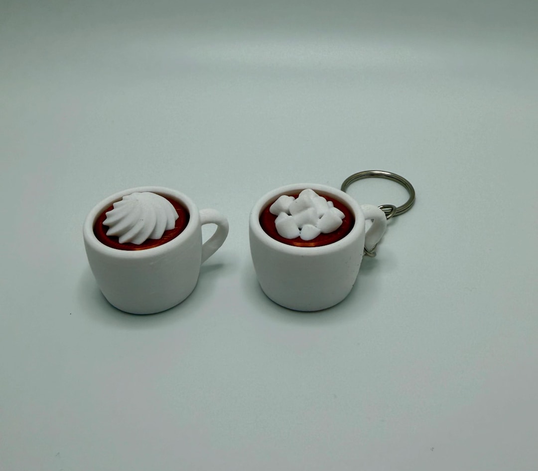 Clickable Key Chain Mini Coffee Cup Keychain (clickable!) – 3D Printed Latte Keychain With ...
