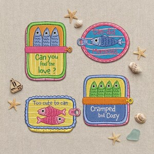 Funny Sardine Can Embroidered Patch, Cute Tinned Fish Quote Iron On Patch, Summer Vacation Gift For Friend, Backpack Jacket Hat