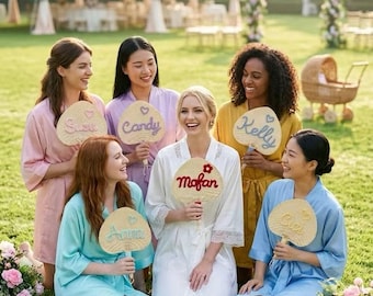 Personalized Hand Fan Wedding Favor, Natural Raffia Buri Hand Fans, Custom Name Straw Fan, Bridesmaid Gift, Summer Palm Fan, Gift for Her