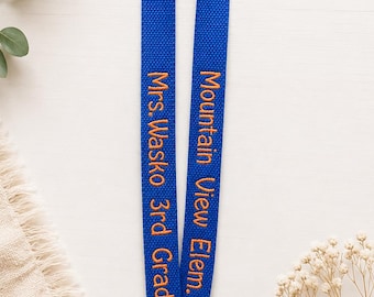 Cordón bordado personalizado: Porta credencial de identificación personalizado de 1" de ancho