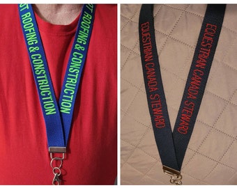 1 1/4" Wide Personalize Embroidered Lanyard. Strap with Name, ID Badge, Customized Neck Key holder, Left & Right side Embroidered