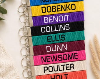 1" Personalized/Customized Embroidered Key Fob keychain, Embroidered Name keychain strap, Wrist Lanyard, Key Holder