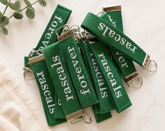Embroidered Personalized Key Fob Wristlet: Custom Keychain 1 1/4" Wide