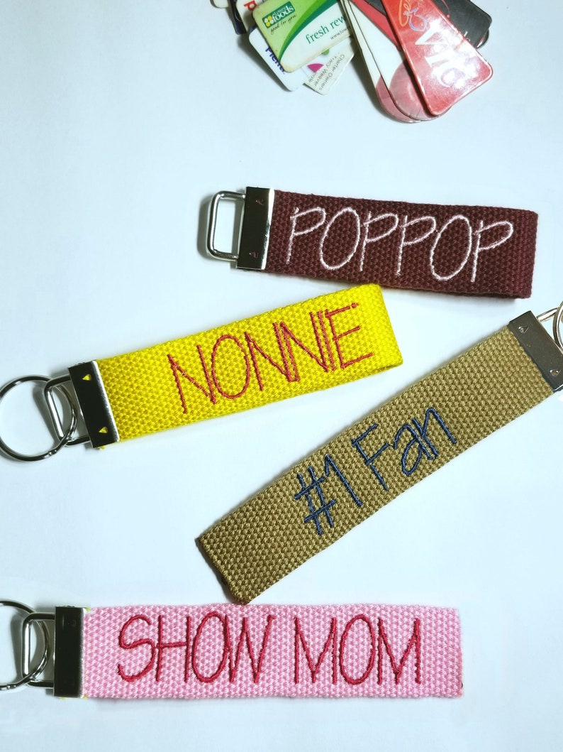 Personalized Embroidered Key Fob Etsy