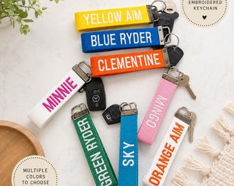 Personalized Embroidered Key Fob: Custom Wrist Lanyard, New Driver Gift 1" Wide