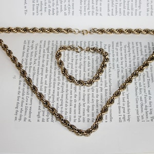 Avon Matching Thick Gold Tone Chain Necklace and Bracelet - Heavy Metal Matinee Length 24 Inch Industrial Goth Bold Connections