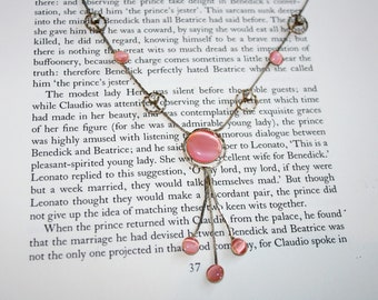 Sweet and Feminine Pink and Rhinestone Cabochon Necklace