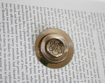 Large Gold Tone Brooch - Calligraphy Initials