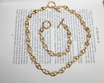 Matching Set - Chunky Gold Tone Necklace and Bracelet