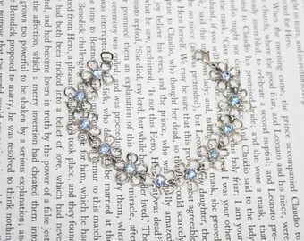 Butler Blue Flower Bracelet - Minimal Pale Blue Rhinestone