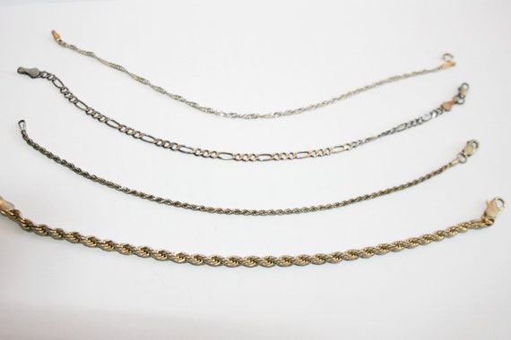 Lot of 4 Sterling Silver and Silver Tone Chain Br… - image 1