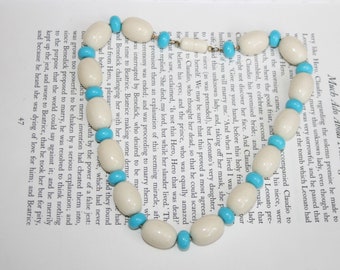 Blue and White Beaded Necklace