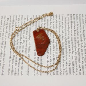 Gepolijste kastanjebruine stenen ketting - mogelijk rode jaspis hanger goudkleurige ketting