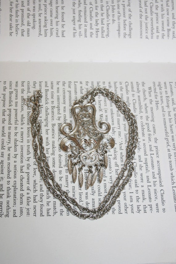Large Gothic Statement Piece Necklace - Ornate Si… - image 1