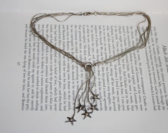 Funky Sterling Silver Star Fish Lariat Necklace - 5 Strands