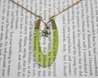 Quirky Lime Green Horseshoe Pendant Necklace