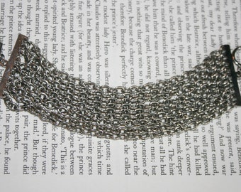 Multi Strand Chain Bracelet - Chain of Armour Silver Tone Gothic Bracelet