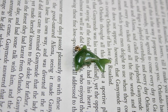 Tiny Jade Dolphin Pendant - image 1