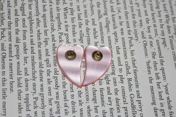 Funky Pink Lucite Earrings - Big Heart Shaped Cot… - image 2