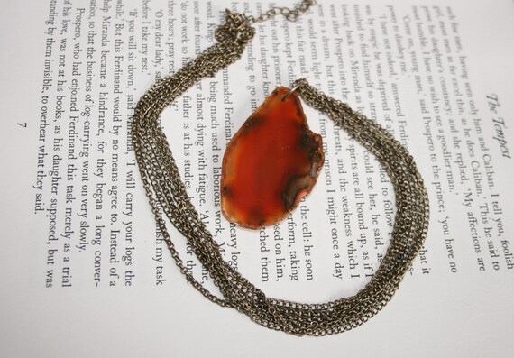 Beautiful Brown Agate Crystal Slice Pendant - Ora… - image 3