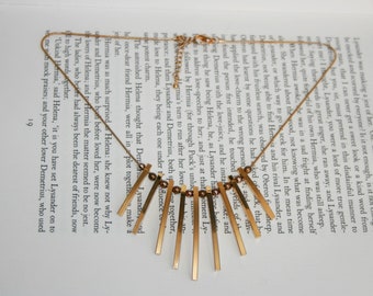 Unique Gold Tone Egyptian Style Necklace - Bib Statement Piece Necklace