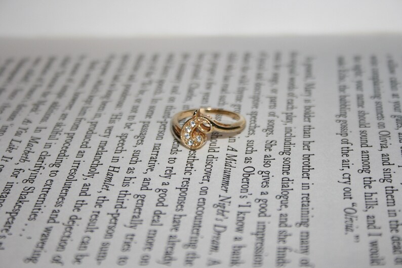 Letter C Avon Ring Initial C Gold Tone Simulated Diamond Ring Monogram C Ring Avon 1984