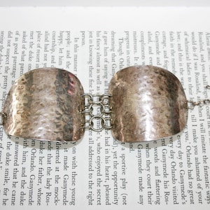 Large Gothic Plate Bracelet - Silver Tone Chunky Statement Piece