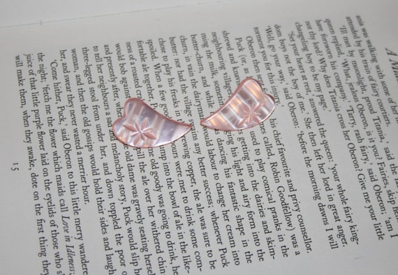 Funky Pink Lucite Earrings - Big Heart Shaped Cot… - image 1