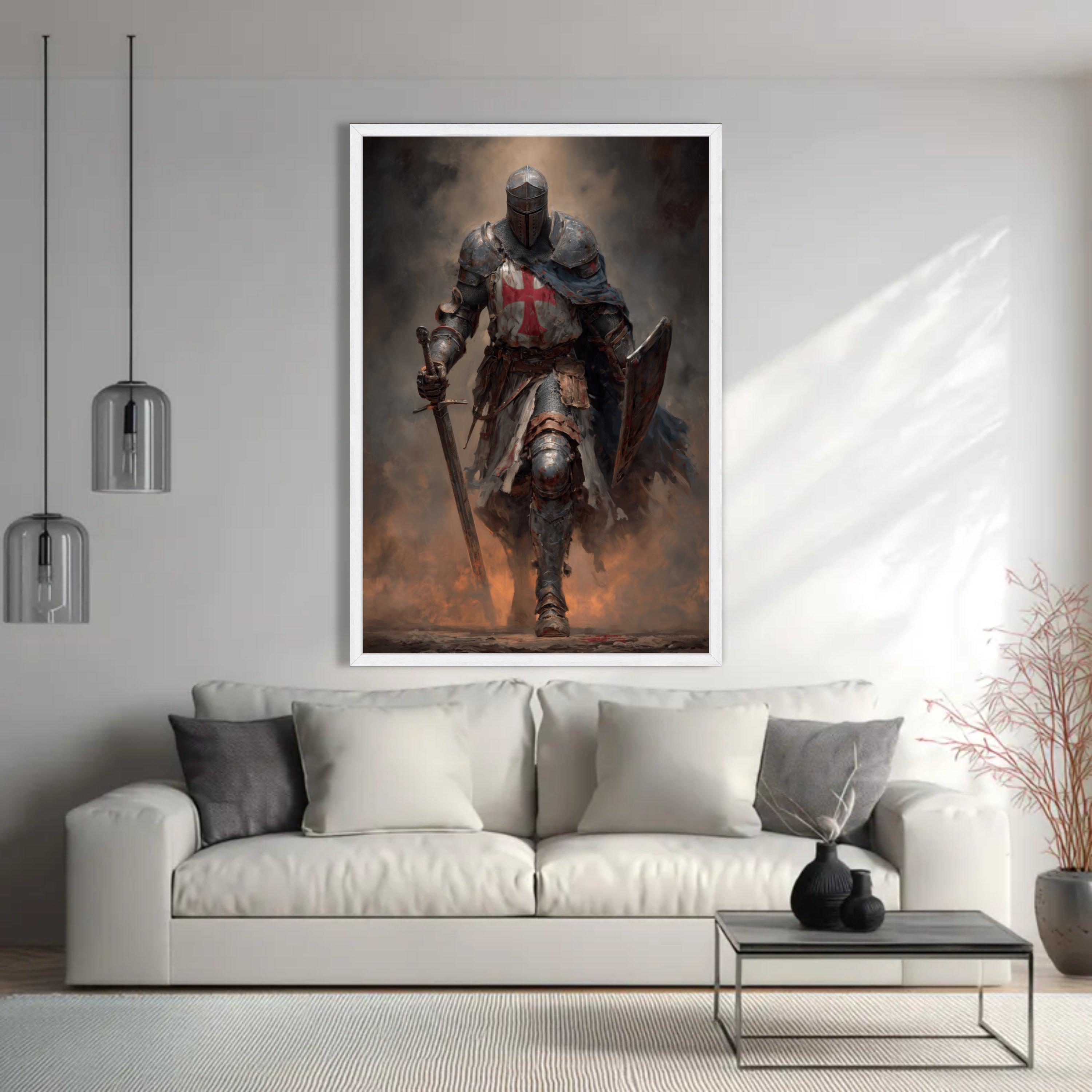 Christian Knight Crusader Armor Medieval Canvas Wall Art, Warrior ...
