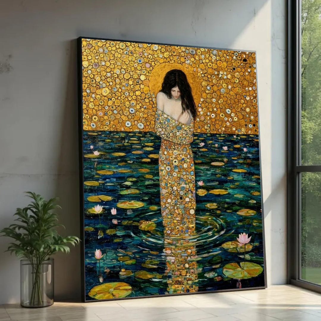 Gustav Klimt Woman in Gold Dress Canvas, Water Lilies Art Print ...