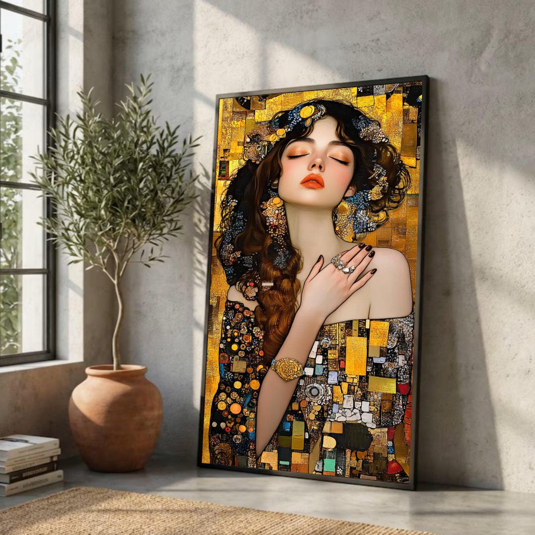 Gustav Klimt Golden Woman Canvas Art, Art Nouveau Abstract Wall Decor ...