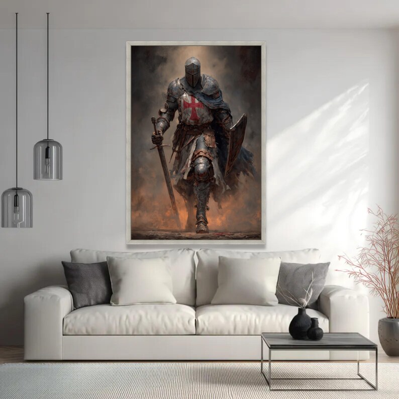Christian Knight Crusader Armor Medieval Canvas Wall Art, Warrior ...