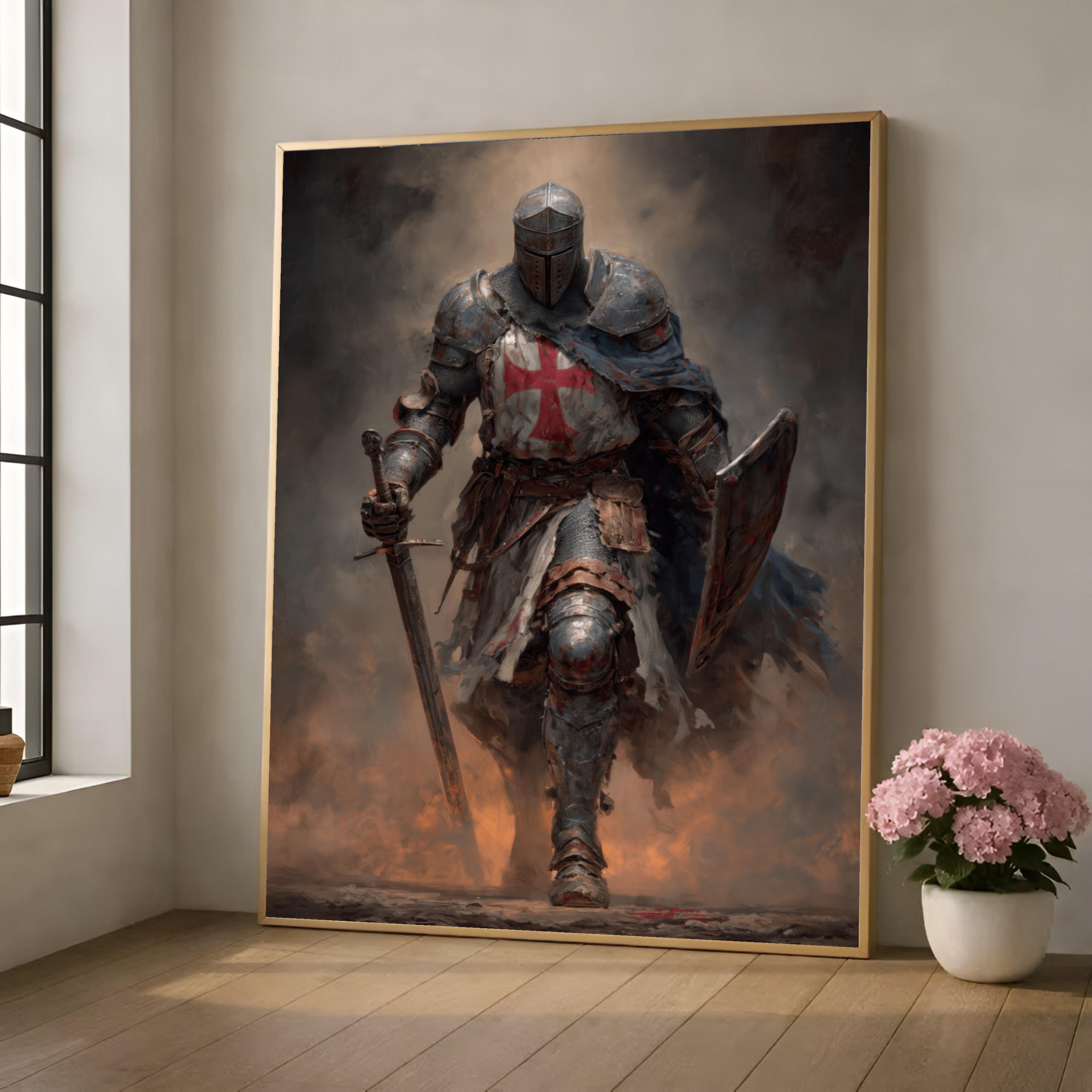 Christian Knight Crusader Armor Medieval Canvas Wall Art, Warrior ...